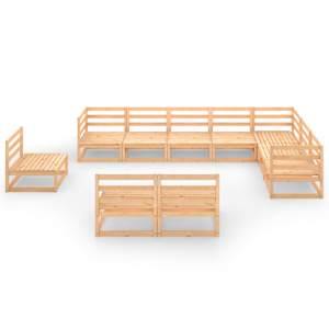 vidaXL Sodo poilsio baldų komplektas, 10 dalių, pu&scaron;ies masyvas