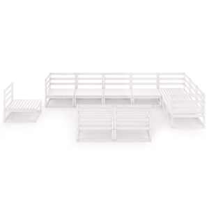 vidaXL Sodo poilsio komplektas, 10 dalių, baltas, pu&scaron;ies masyvas