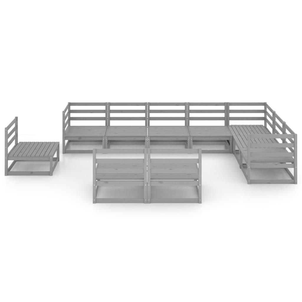 

vidaXL 10-delige Loungeset massief grenenhout grijs