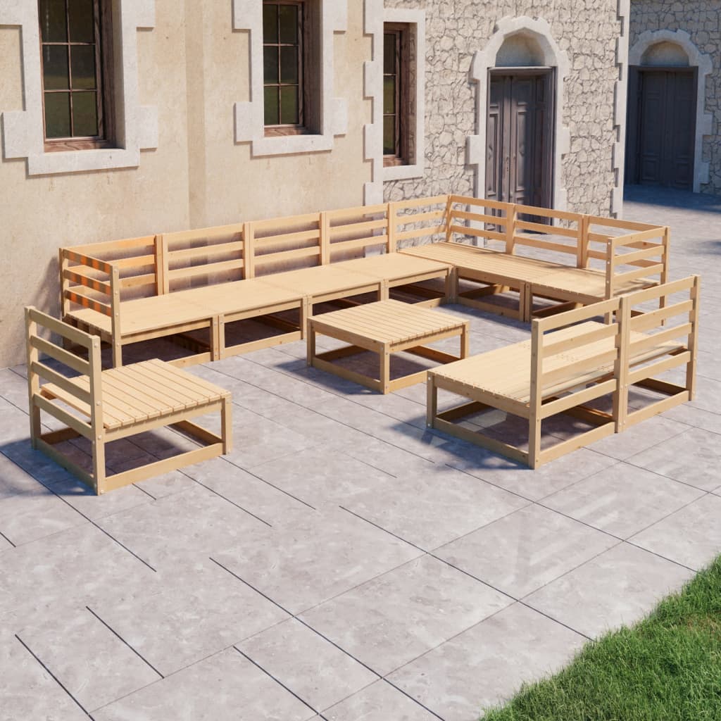 vidaXL 11-tlg. Garten-Lounge-Set Massivholz Kiefer