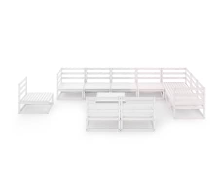 vidaXL Sodo poilsio komplektas, 11 dalių, baltas, pu&scaron;ies masyvas