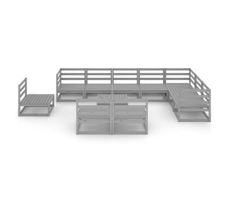 vidaXL Sodo poilsio baldų komplektas, 11 dalių, pilkas, pu&scaron;ies masyvas