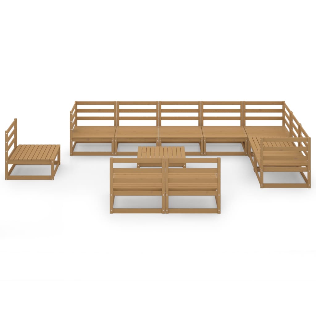 

vidaXL 11-delige Loungeset massief grenenhout honingbruin