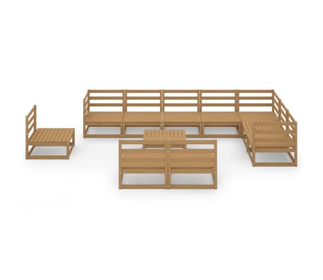 vidaXL Sodo poilsio baldų komplektas, 11 dalių, rudas, pu&scaron;ies masyvas