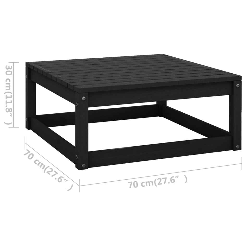 Set mobilier de grădină, 11 piese, negru lemn masiv pin