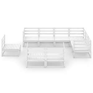 vidaXL Sodo poilsio baldų komplektas, 9 dalių, baltas, pu&scaron;ies masyvas