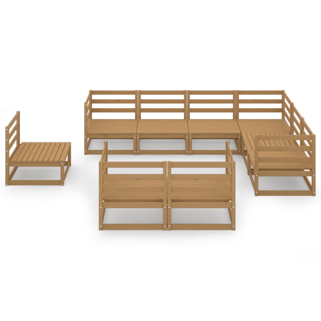 

vidaXL 9-delige Loungeset massief grenenhout honingbruin