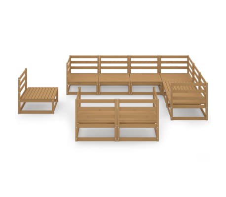 vidaXL Set mobilier de grădină, 9 piese, maro miere, lemn masiv pin