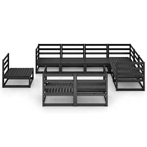 vidaXL Sodo poilsio baldų komplektas, 7 dalių, juodas, pu&scaron;ies masyvas