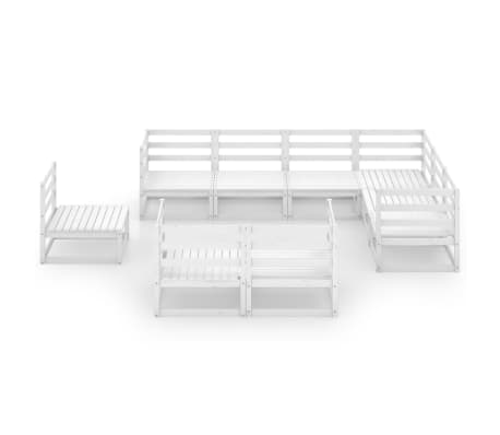 vidaXL 10 Piece Garden Lounge Set White Solid Pinewood