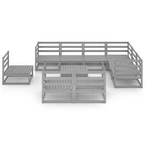 vidaXL Sodo poilsio baldų komplektas, 10 dalių, pilkas, pu&scaron;ies masyvas