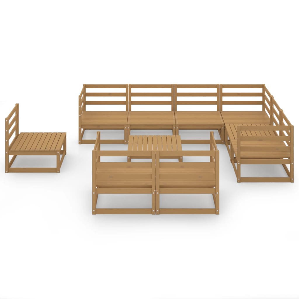 vidaXL 10-delige Loungeset massief grenenhout honingbruin afbeelding