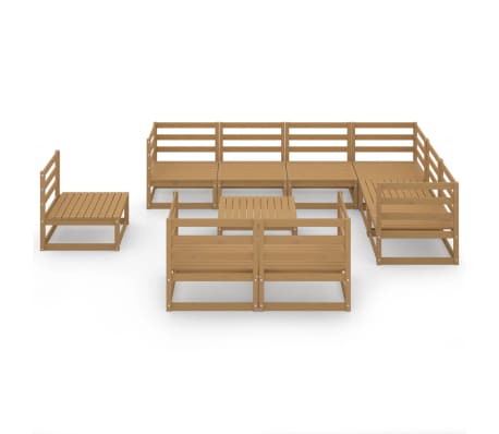 vidaXL 10-tlg. Garten-Lounge-Set Honigbraun Massivholz Kiefer