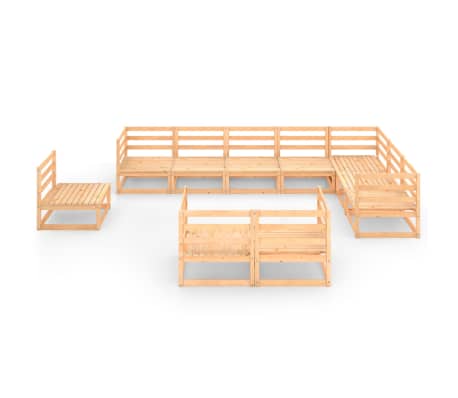 vidaXL Sodo poilsio baldų komplektas, 10 dalių, pu&scaron;ies masyvas