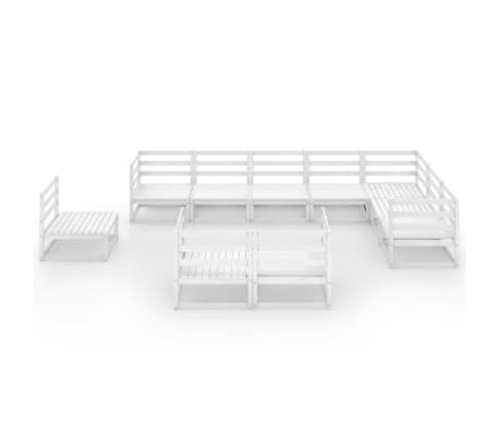 vidaXL Sodo poilsio komplektas, 10 dalių, baltas, pu&scaron;ies masyvas