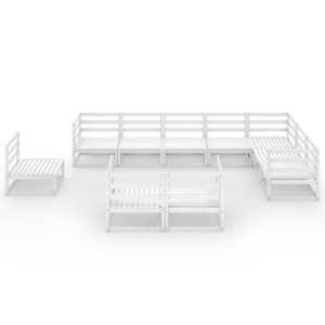 vidaXL Sodo poilsio komplektas, 10 dalių, baltas, pu&scaron;ies masyvas