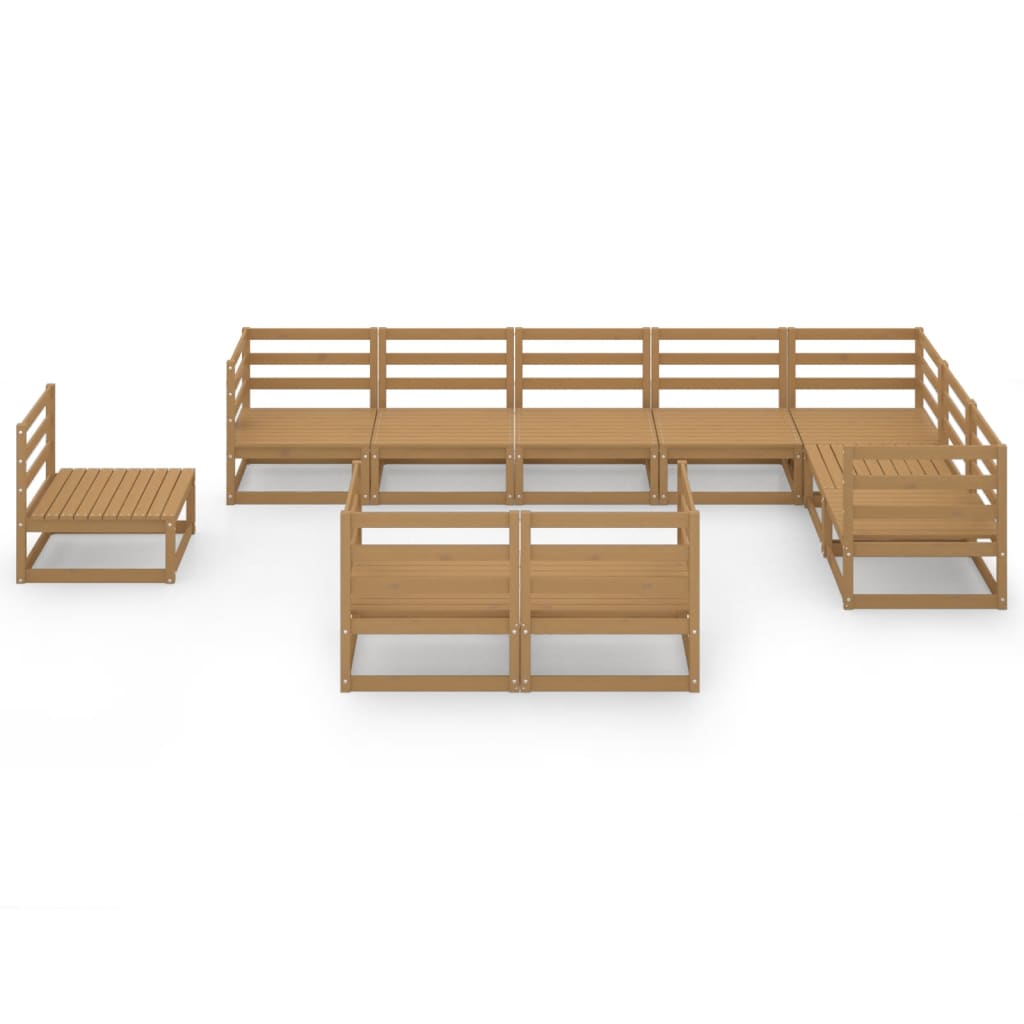 

vidaXL 10-delige Loungeset massief grenenhout honingbruin