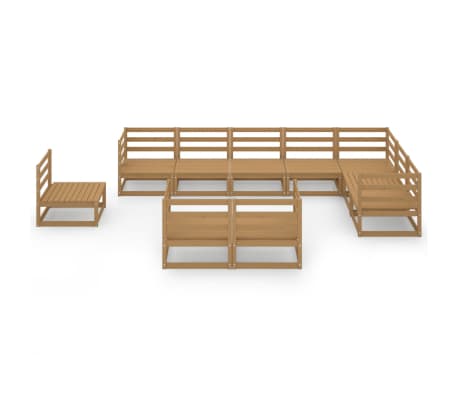 vidaXL Sodo poilsio baldų komplektas, 10 dalių, rudas, pu&scaron;ies masyvas