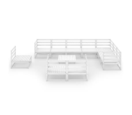 vidaXL 11-tlg. Garten-Lounge-Set Wei&szlig; Kiefer Massivholz