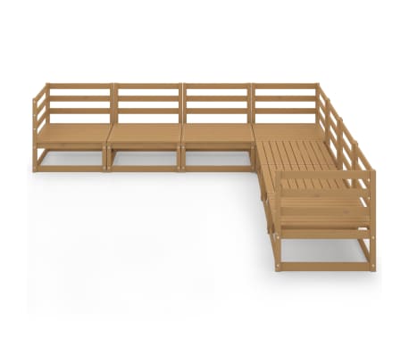 vidaXL Sodo poilsio baldų komplektas, 7 dalių, rudas, pu&scaron;ies masyvas