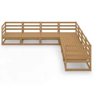 vidaXL Sodo poilsio baldų komplektas, 7 dalių, rudas, pu&scaron;ies masyvas