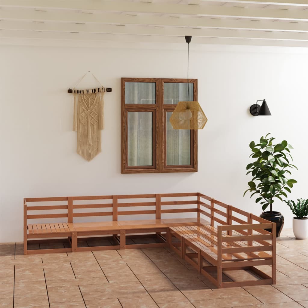 vidaXL 7-tlg. Garten-Lounge-Set Honigbraun Massivholz Kiefer