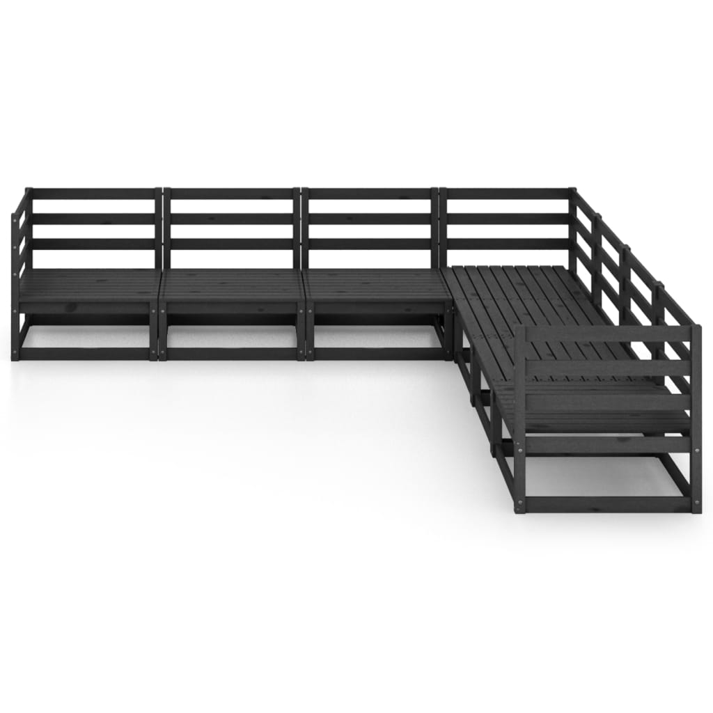 

vidaXL 7-delige Loungeset massief grenenhout zwart