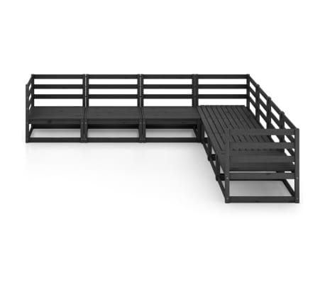 vidaXL Sodo poilsio baldų komplektas, 7 dalių, juodas, pu&scaron;ies masyvas