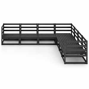 vidaXL Sodo poilsio baldų komplektas, 7 dalių, juodas, pu&scaron;ies masyvas