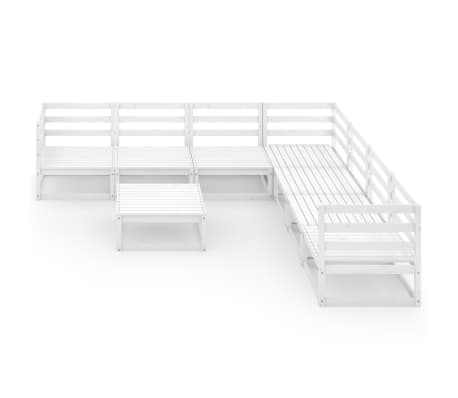 vidaXL Sodo poilsio baldų komplektas, 8 dalių, baltas, pu&scaron;ies masyvas