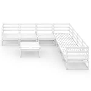 vidaXL Sodo poilsio baldų komplektas, 8 dalių, baltas, pu&scaron;ies masyvas