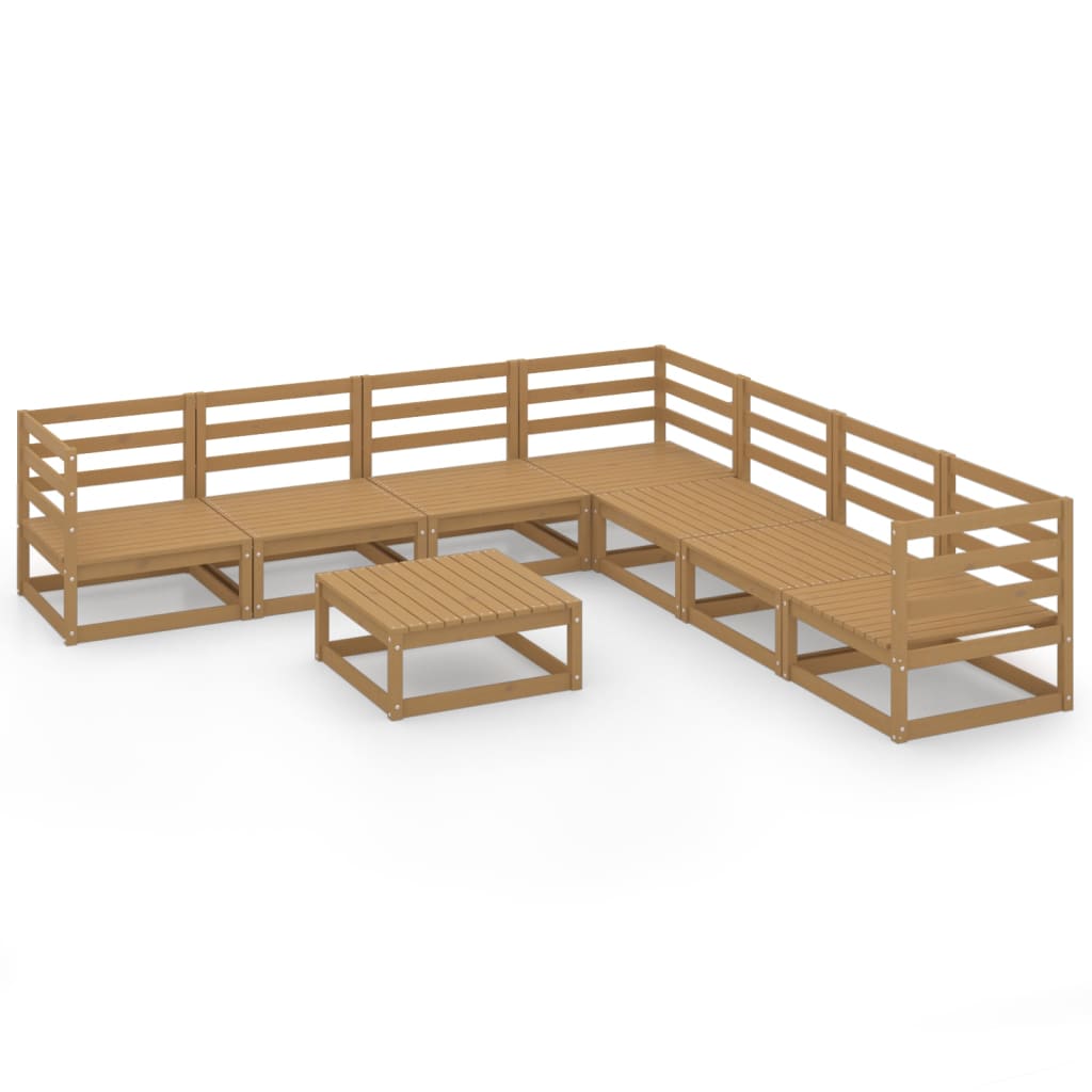 vidaXL 8-delige Loungeset massief grenenhout honingbruin