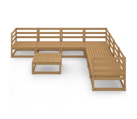 vidaXL Sodo poilsio baldų komplektas, 8 dalių, rudas, pu&scaron;ies masyvas