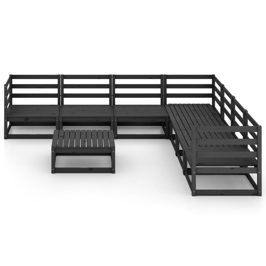 

vidaXL 8-delige Loungeset massief grenenhout zwart
