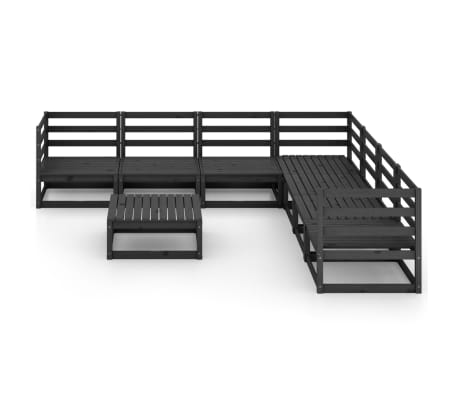 vidaXL Sodo poilsio baldų komplektas, 8 dalių, juodas, pu&scaron;ies masyvas