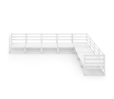 vidaXL Sodo poilsio baldų komplektas, 8 dalių, baltas, pu&scaron;ies masyvas