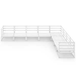 vidaXL Sodo poilsio baldų komplektas, 8 dalių, baltas, pu&scaron;ies masyvas