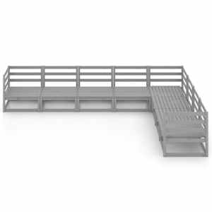 vidaXL Sodo poilsio baldų komplektas, 8 dalių, pilkas, pu&scaron;ies masyvas