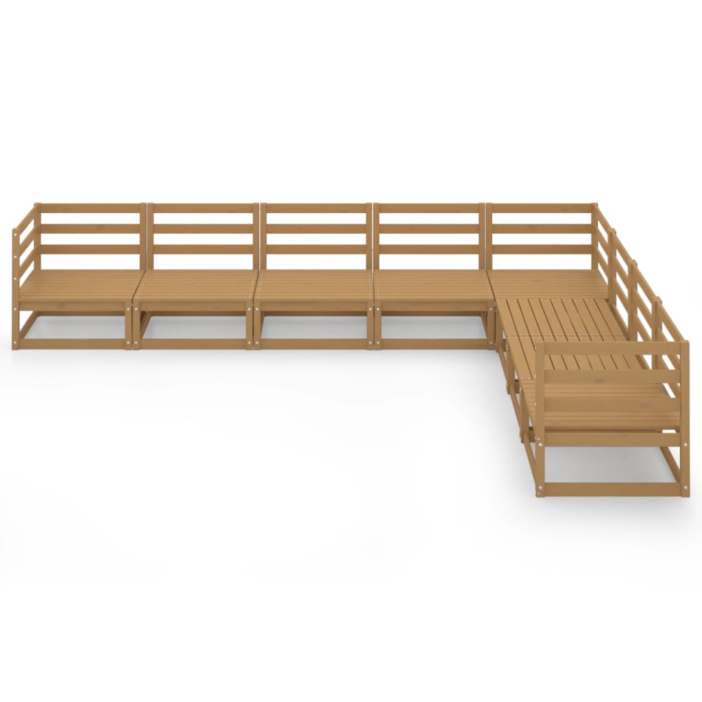 vidaXL Set mobilier de grădină, 8 piese, maro miere, lemn masiv pin