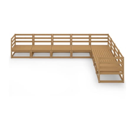 vidaXL Salon de jardin 8 pcs marron miel bois de pin massif