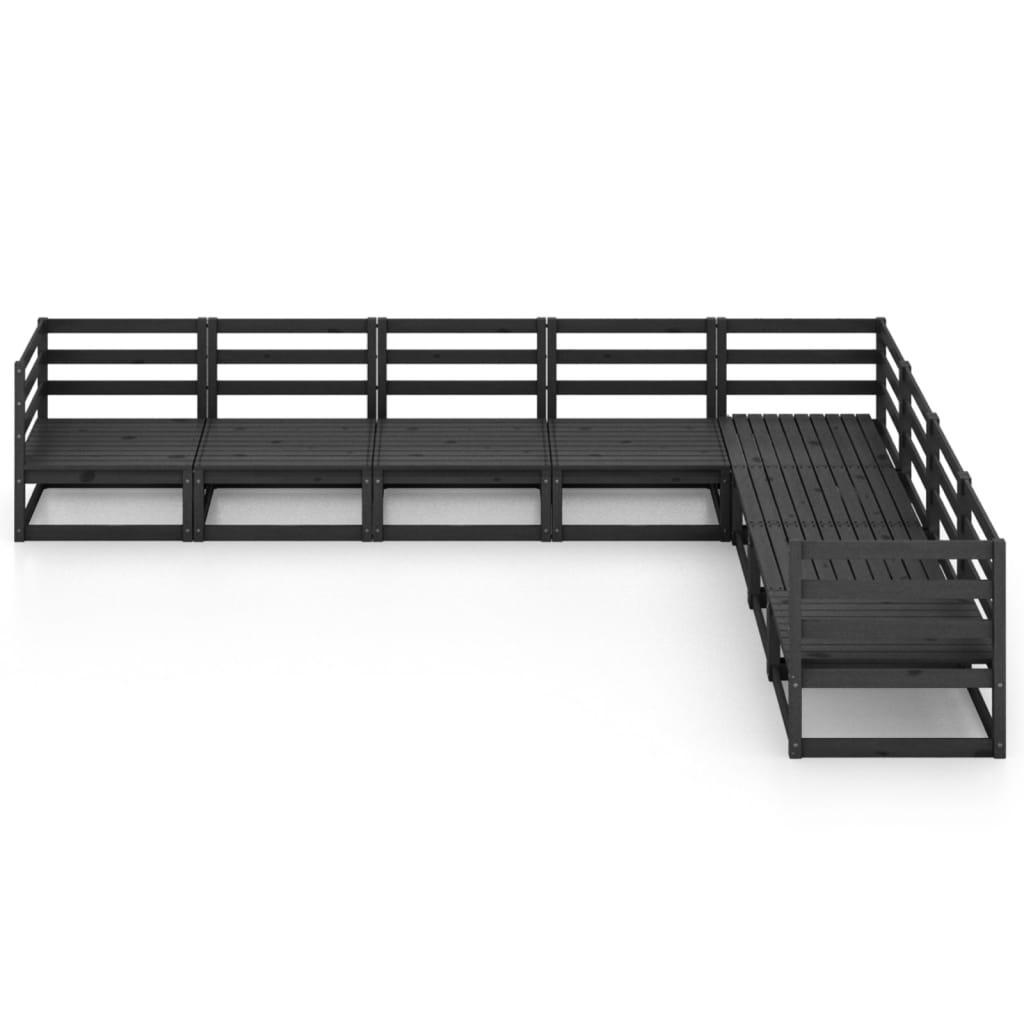 

vidaXL 8-delige Loungeset massief grenenhout zwart