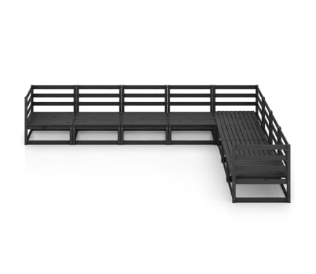 vidaXL Sodo poilsio baldų komplektas, 8 dalių, juodas, pu&scaron;ies masyvas