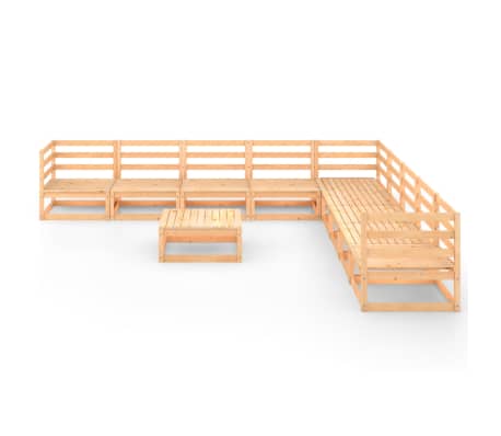 vidaXL Sodo poilsio baldų komplektas, 9 dalių, pu&scaron;ies medienos masyvas