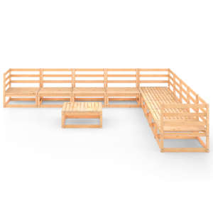 vidaXL Sodo poilsio baldų komplektas, 9 dalių, pu&scaron;ies medienos masyvas