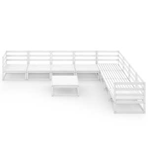 vidaXL Sodo poilsio baldų komplektas, 9 dalių, baltas, pu&scaron;ies masyvas