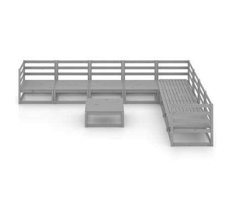 vidaXL Sodo poilsio baldų komplektas, 9 dalių, pilkas, pu&scaron;ies masyvas