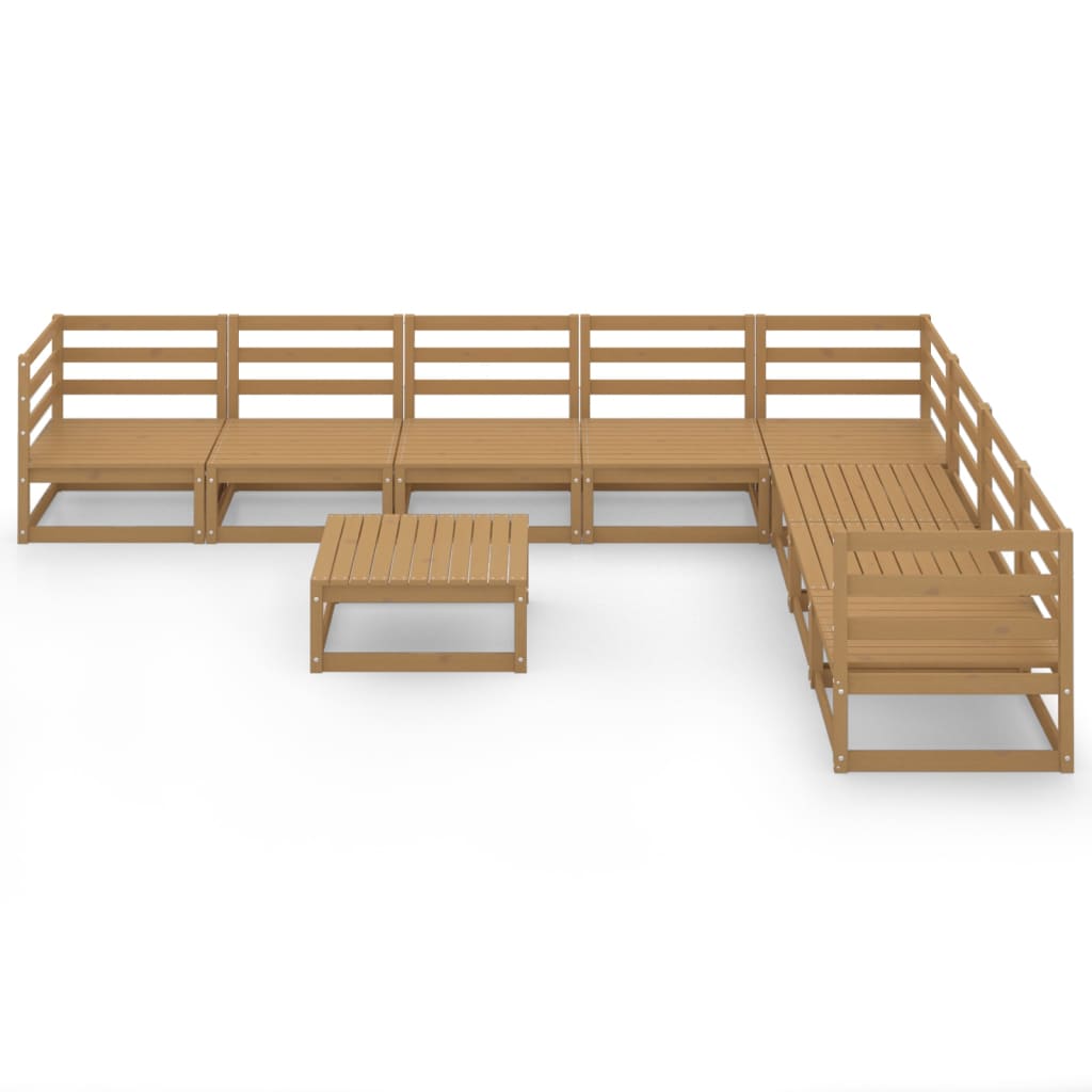 vidaXL 9-delige Loungeset massief grenenhout honingbruin afbeelding