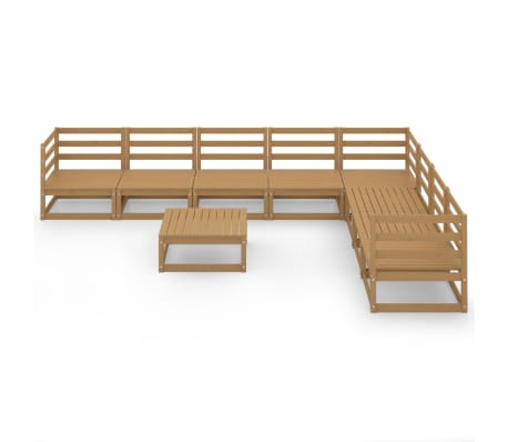 vidaXL 9-delige Loungeset massief grenenhout honingbruin
