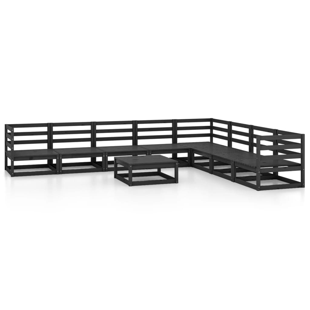 Thumbnail - vidaXL 9-tlg. Garten-Lounge-Set Schwarz Massivholz Kiefer