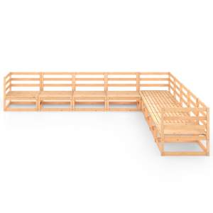 vidaXL Sodo poilsio baldų komplektas, 9 dalių, pu&scaron;ies medienos masyvas